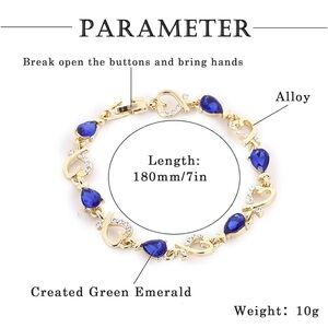 Infinity Love Heart Bracelets for Women Heart Shaped Created Red Ruby/Green Emer